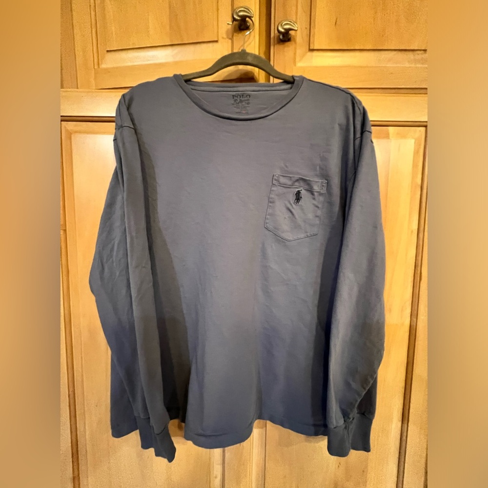 RALPH LAUREN MEN’S LONG SLEEVE POCKET TEE SIZE XL GREY